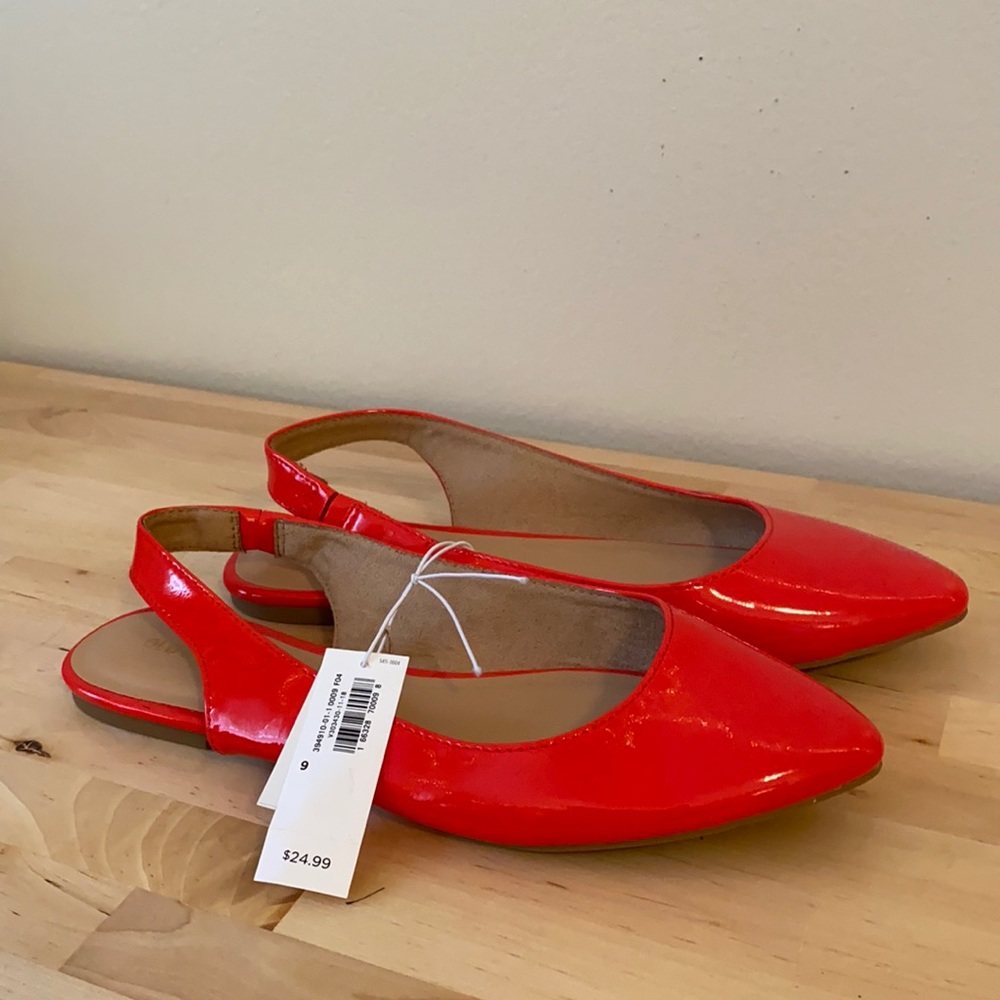 Red leather slingback mules - New with tags